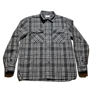 Mens Machus thick black/white plaid button down flannel shirt size L